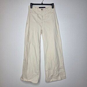 NWOT Veronica Beard Women's Grant High Rise Wide Leg Crop Jeans - Ecru